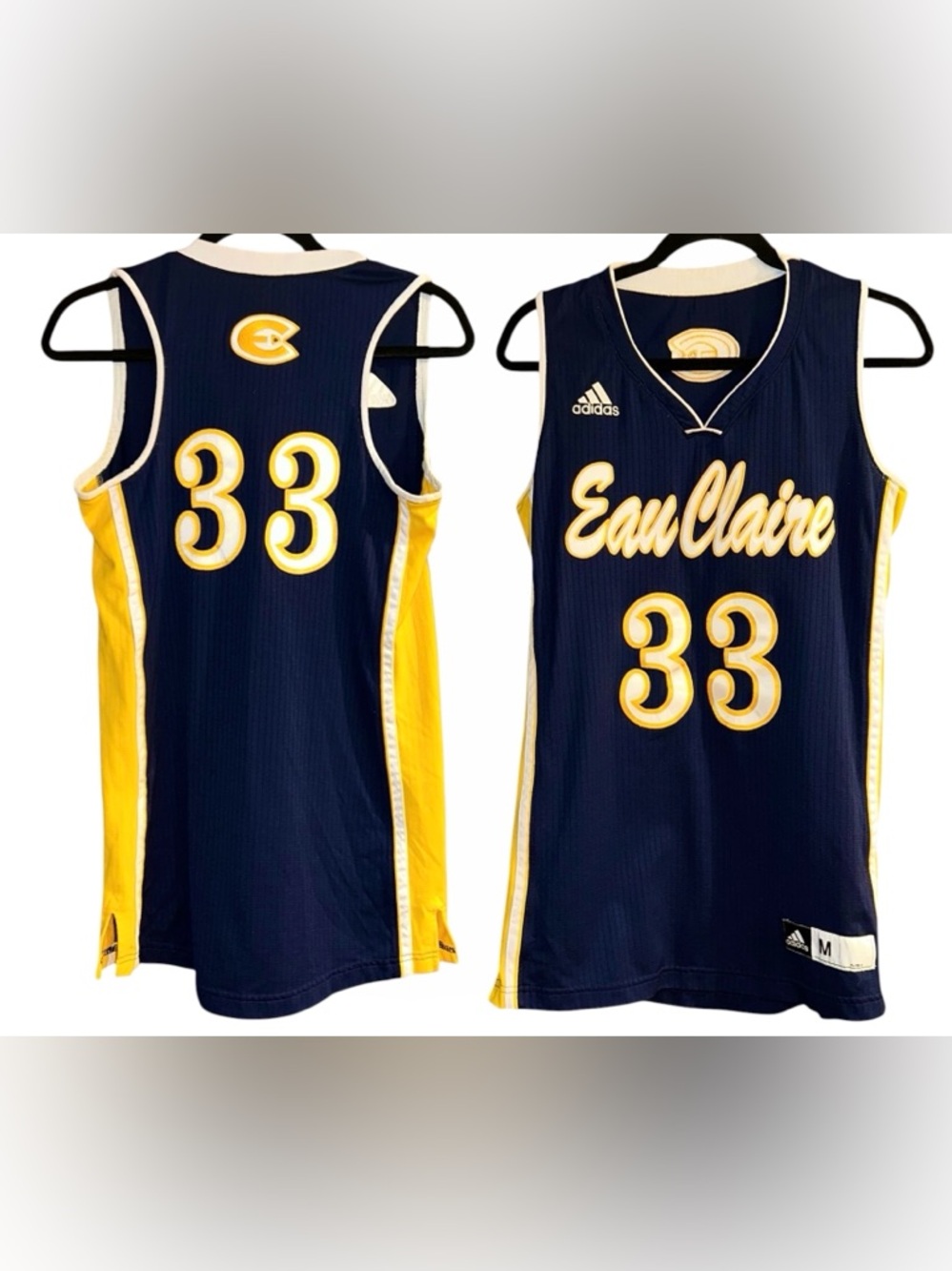 Vtg UW Eau Claire Blugolds Adidas #33 Basketball Jersey Y2K UWEC Unisex Sz M